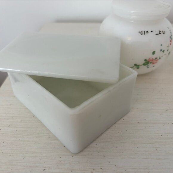 Vintage Milk Glass Nursery Dresser Set - Picture 7 of 14